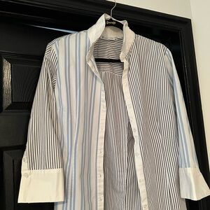 New York & Company Blue and Black Striped Shirt